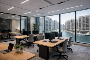 Fit out project work progress inside Dubai Marina commercial unit