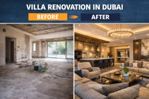 Before and after villa renovation in Dubai