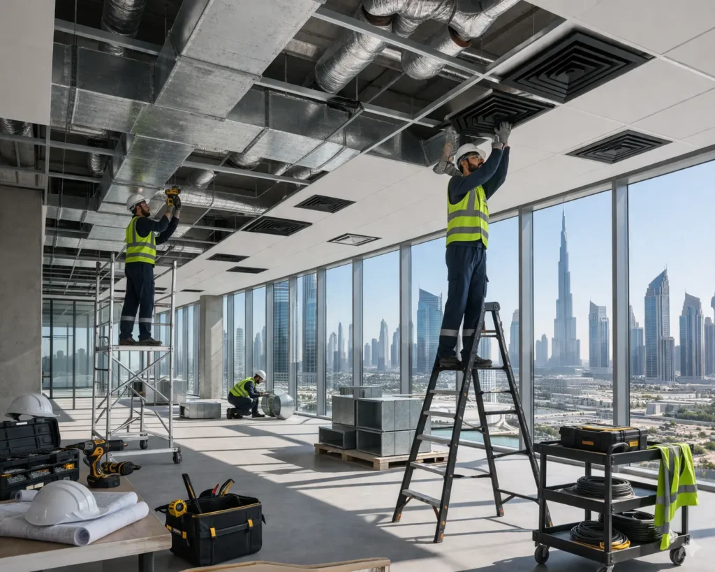 HVAC-installation-in-a-Dubai-office
