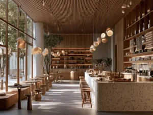 warm interior of cafe